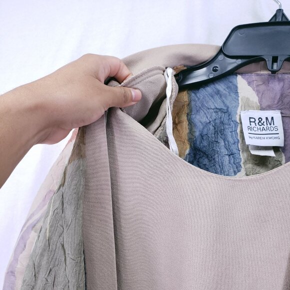 Vintage R&M Richards by Karen Kwong Colorful Earth Tones Modest Sheer Top 10 - Picture 11 of 15